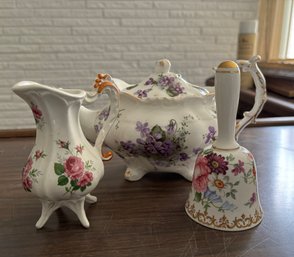 Floral Bell, Vase And Teapot