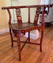 Rosewood Corner Chair With Mother Of Pearl Inlay #2