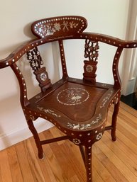 Rosewood Corner Chair With Mother Of Pearl Inlay #1