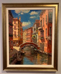 'Afternoon On The Canal' Hand Embellished Giclee On Canvas By Sung Sam Park