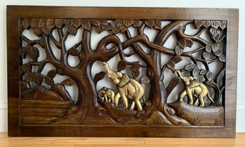 Carved Wood Wall Decor:  Elephants