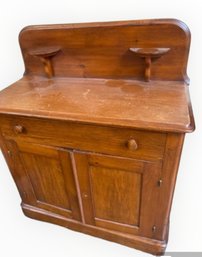 Antique Wood Wash Stand With Candleholders