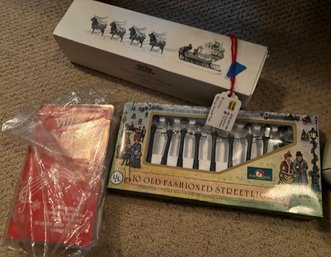 Department 56 Sleigh And Eight Tiny Reindeer, Village Sounds, Old Fashioned Street Lights