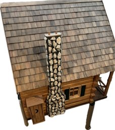 Miniature Dollhouse Cabin With Chimney And Porch