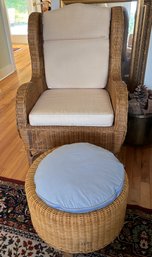 IKEA Rattan Chair With Ottoman