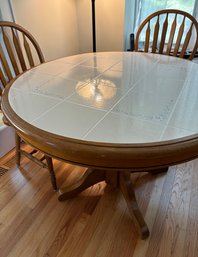 Wood And Tile Top Table With Four Chairs