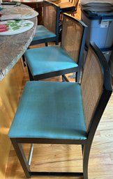 Three Modern Rattan Back Counter Height Chairs