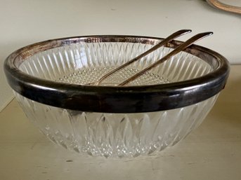 F.B. Rogers Crystal Bowl And Utensils