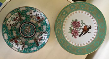 2 Porcelain Green Decorative Plates
