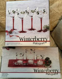 Winterberry Wine Goblets And Tealight Garden
