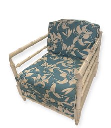Vintage Faux Bamboo Chair With Custom Upholstery
