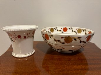 Royal Crown Derby Vase And Bowl