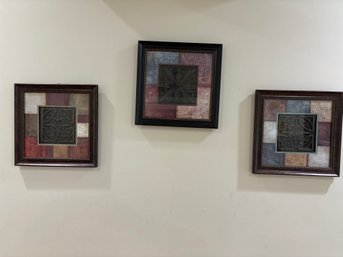 Set Of Three Framed Tile Artworks