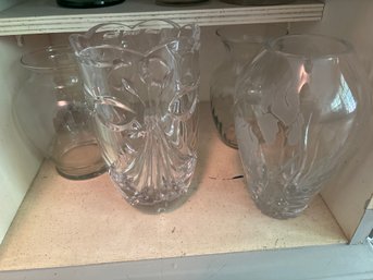 Set Of Glassware, Vases, And Pitcher