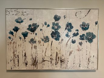 Framed Blue Flower Art Landscape