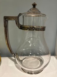Glass And Silverplate Water Pitcher