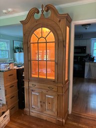 Lighted Wood Display And Storage Cabinet