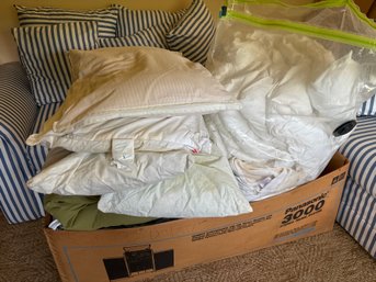 Large Box Of Comforters And Pillows