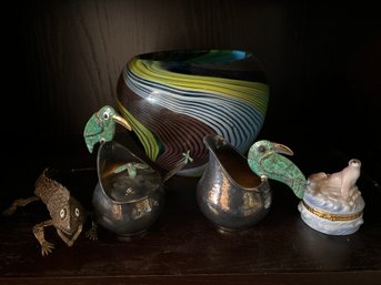 Italian Glass, Lizards, Parrots, Seals Decor