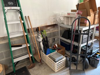1 Shelving Unit And  Garage Items