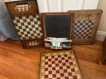 Vintage Wood Slate And Checkers