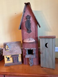 Three Wood Birdhouses