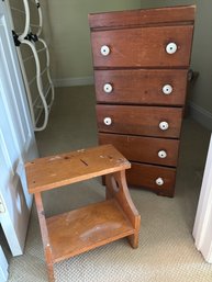 Vintage Wood Petite Dresser And Stepstool