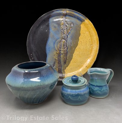 Handmade Art Pottery Glazed Stoneware Plate