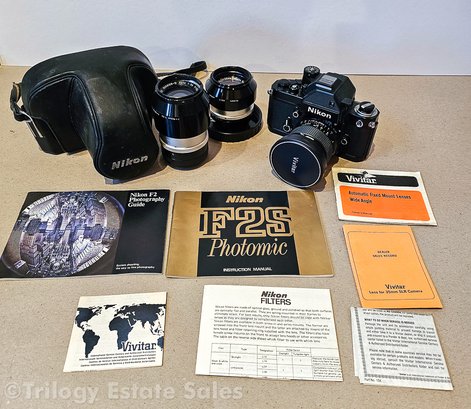 Vintage Nikon F2 Photonic Camera With NIkkor-Q Nikkor-S Lenses