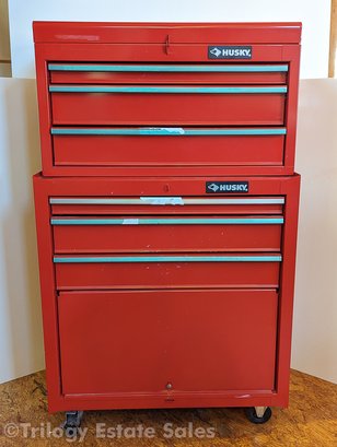 Husky 2--Piece Red Rolling Tool Storage Cabinet