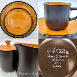 Mikasa Vintage Dinnerware Set Terra Stone Paprika 12 Placesettings