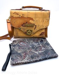 Patricia Nash Paisley Pochette & Leather Collection World Map Shoulder Bag