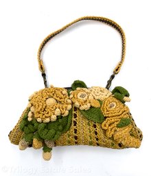 Isabella Fiori Small Crocheted Kint Floral Handbag