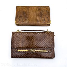 Two Vintage Snakeskin Clutches