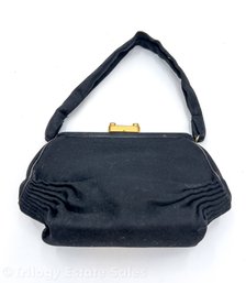 Pleated And Tucked Black Evening Bag