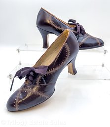 Vintage 1940s Compo Brown Leather Oxford Dance Shoes Size 7