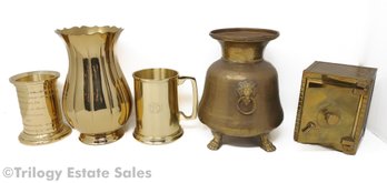 Brass Lot Of Spanish Pot & Mugs