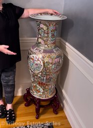 Monumental Chinese Ceramic Urn With Stand