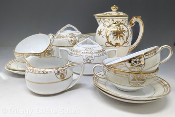 15 Pieces Of Mixed Pattern Nippon White And Gold Tea Service