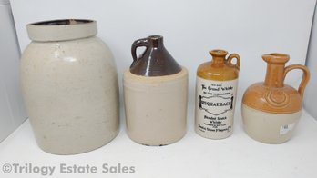 Four Antique Stoneware Crocks & Jugs