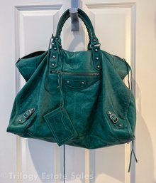 Balenciaga The Weekender 110506 Green Purse Tote