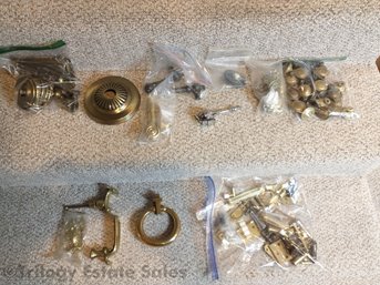 Three Solid Brass Door Knockers Plus Assorted Brass Hardware