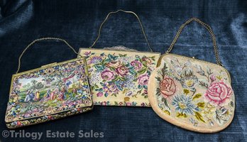 Antique Jolles Original And 2 Other Petit Point Evening Bags - READ DESCRIPTION