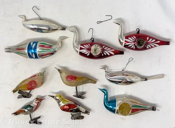 Lot Of 10 German Glass Bird Ornaments AS IS