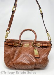 Coach Madison Crisscross Leather Sophia Satchel Shoulder Bag 19837 W/ Wallet