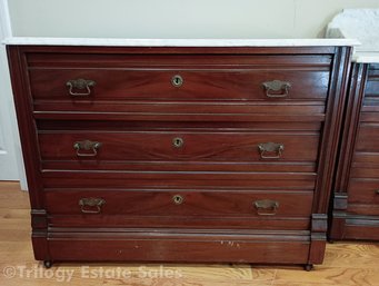 Marble Top 3-Drawer Bureau On Casters