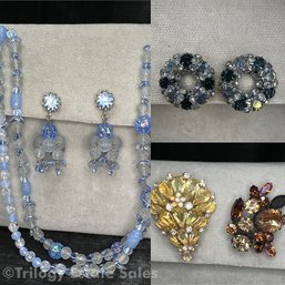 Colored Rhinestone Costume Jewelry Sets & Pieces SOME AS IS