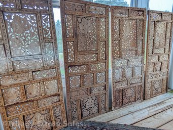 Four Carved Wood Middle Eastern Screens