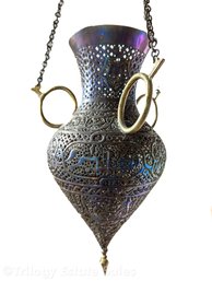 Traditional Middle Eastern Pierced Metal Hanging Lantern