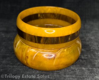 Two Yellow Amber Bakelite Bracelets